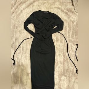 Black cut out Tie Up Dress